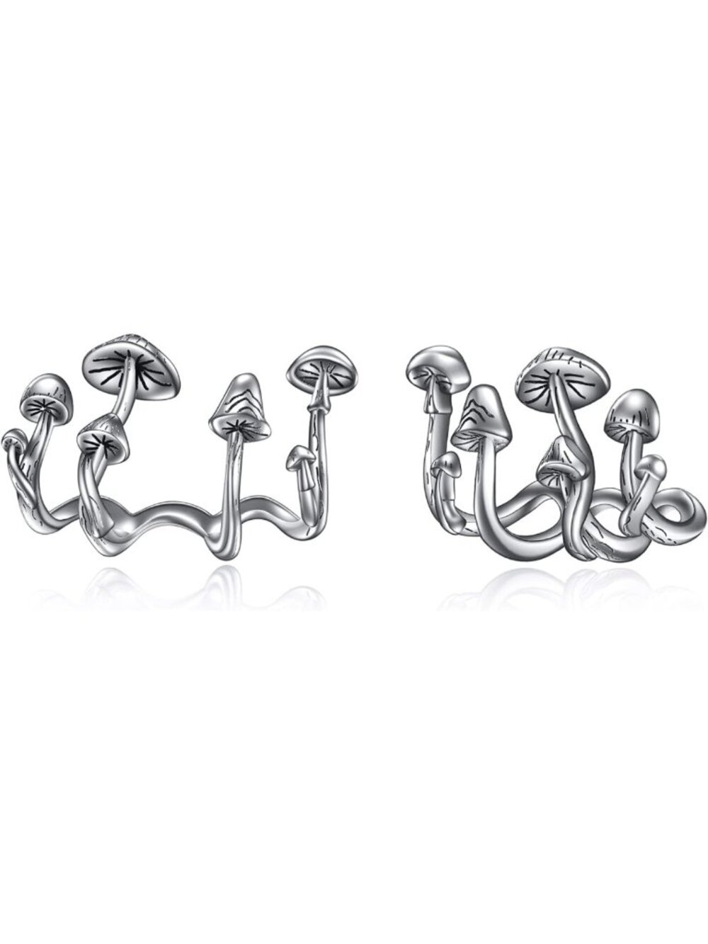 Cute Gothic Mushroom & Rose 925 Sterling Silver Stud Earrings for Women, Gift